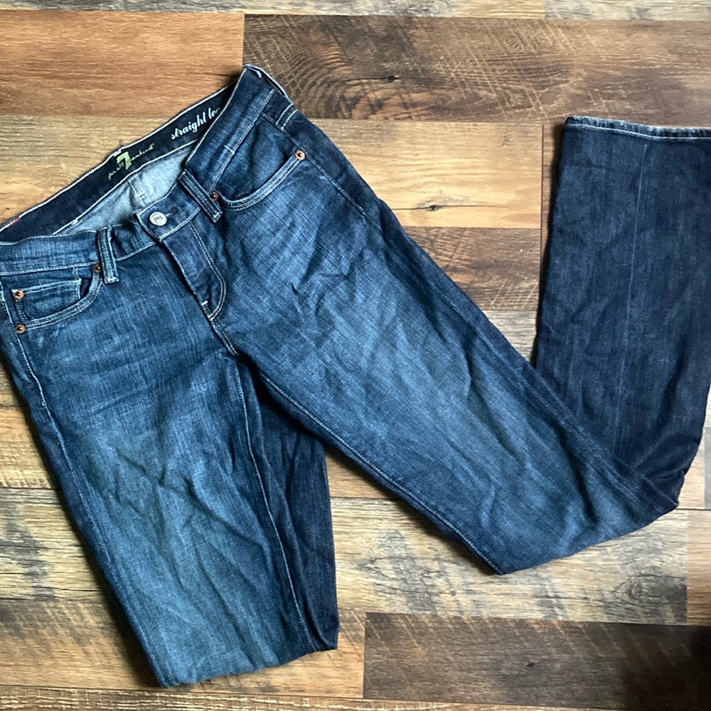 7 For All Mankind Women's Dark Blue Straight Jeans